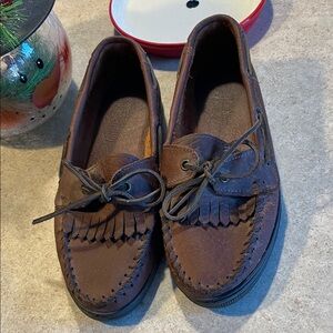 Minnetonka Brown Leather Moccasins